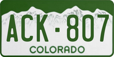 CO license plate ACK807