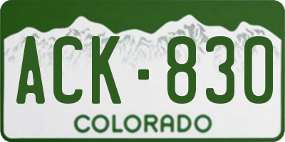 CO license plate ACK830