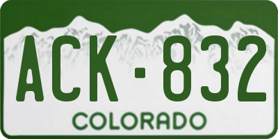 CO license plate ACK832