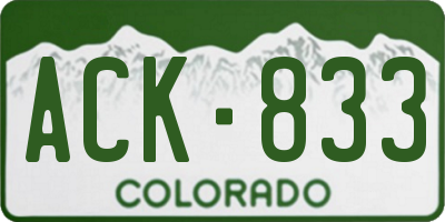 CO license plate ACK833