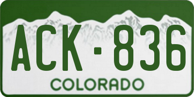 CO license plate ACK836