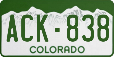 CO license plate ACK838