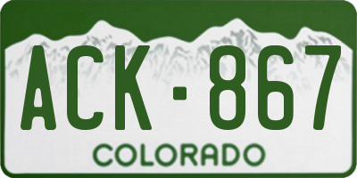 CO license plate ACK867