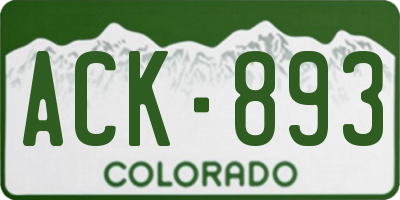 CO license plate ACK893