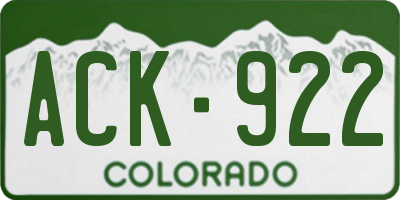 CO license plate ACK922