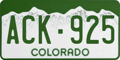 CO license plate ACK925