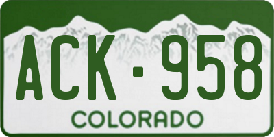CO license plate ACK958