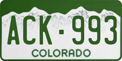 CO license plate ACK993