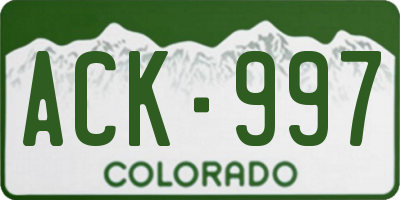 CO license plate ACK997