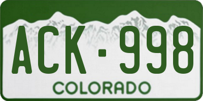 CO license plate ACK998