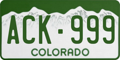 CO license plate ACK999