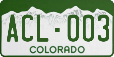 CO license plate ACL003