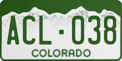 CO license plate ACL038