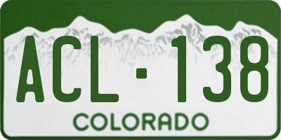 CO license plate ACL138