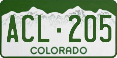 CO license plate ACL205