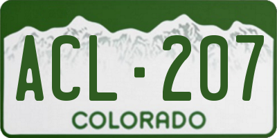 CO license plate ACL207