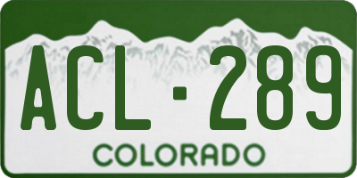 CO license plate ACL289