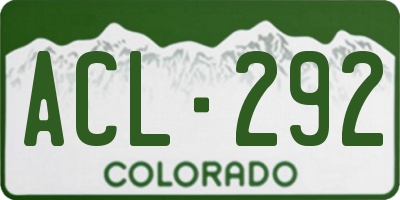 CO license plate ACL292