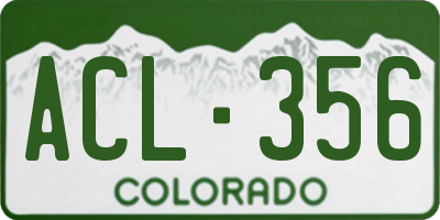 CO license plate ACL356