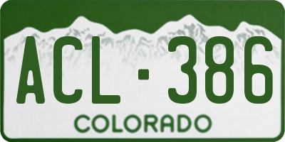 CO license plate ACL386