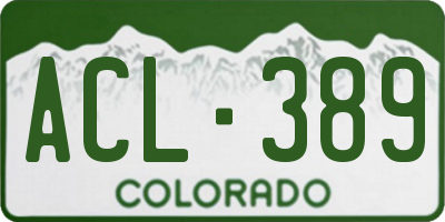 CO license plate ACL389