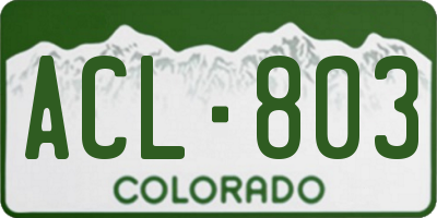 CO license plate ACL803