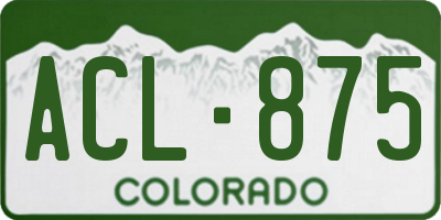 CO license plate ACL875
