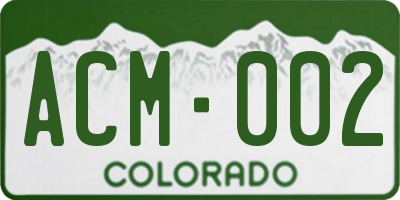 CO license plate ACM002