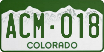 CO license plate ACM018