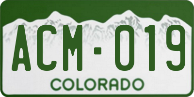 CO license plate ACM019