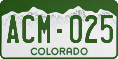 CO license plate ACM025