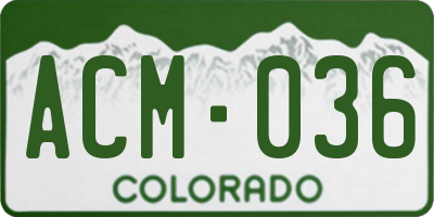 CO license plate ACM036