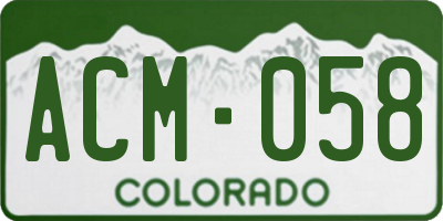 CO license plate ACM058