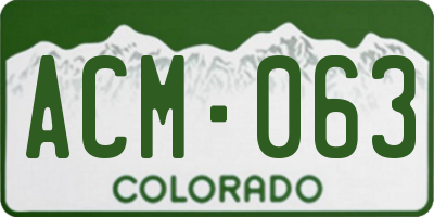 CO license plate ACM063