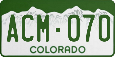 CO license plate ACM070