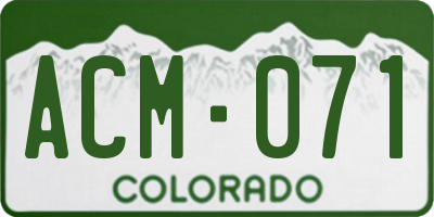 CO license plate ACM071