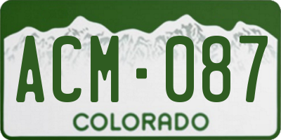 CO license plate ACM087