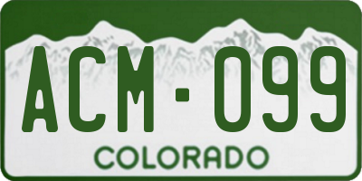 CO license plate ACM099