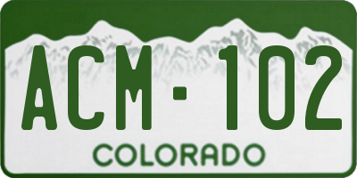 CO license plate ACM102