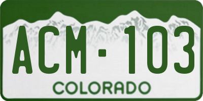 CO license plate ACM103