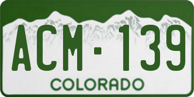 CO license plate ACM139
