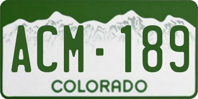 CO license plate ACM189