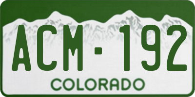CO license plate ACM192