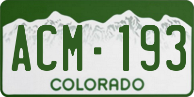 CO license plate ACM193