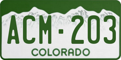 CO license plate ACM203