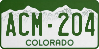 CO license plate ACM204