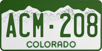 CO license plate ACM208