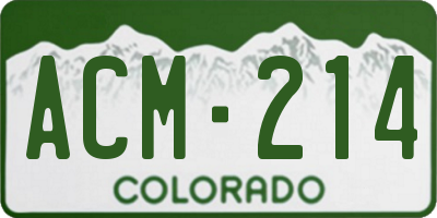 CO license plate ACM214