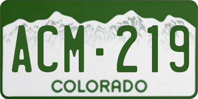 CO license plate ACM219