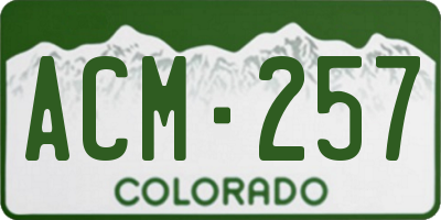 CO license plate ACM257